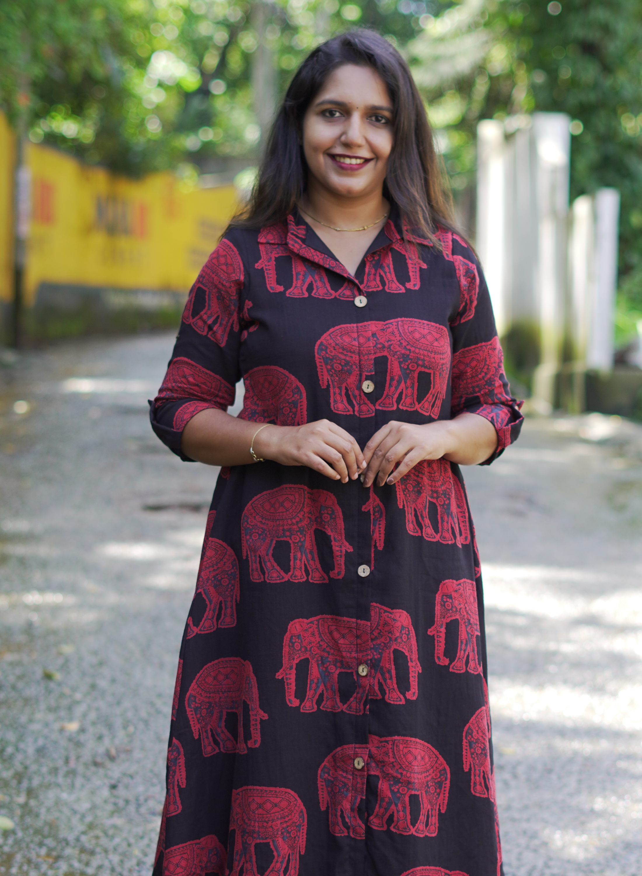 Elephant Printed Shirt Dress