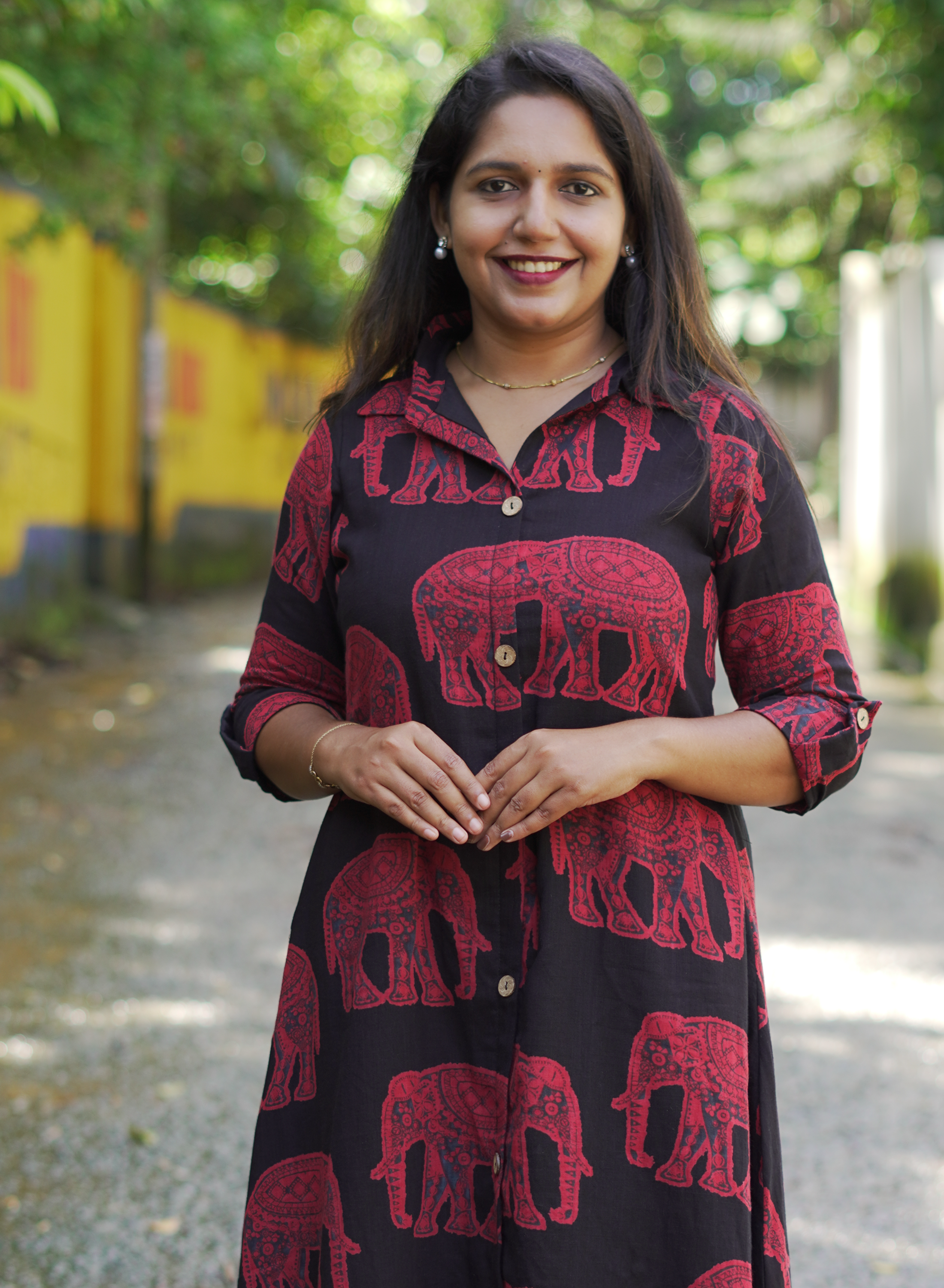 Elephant Printed Shirt Dress