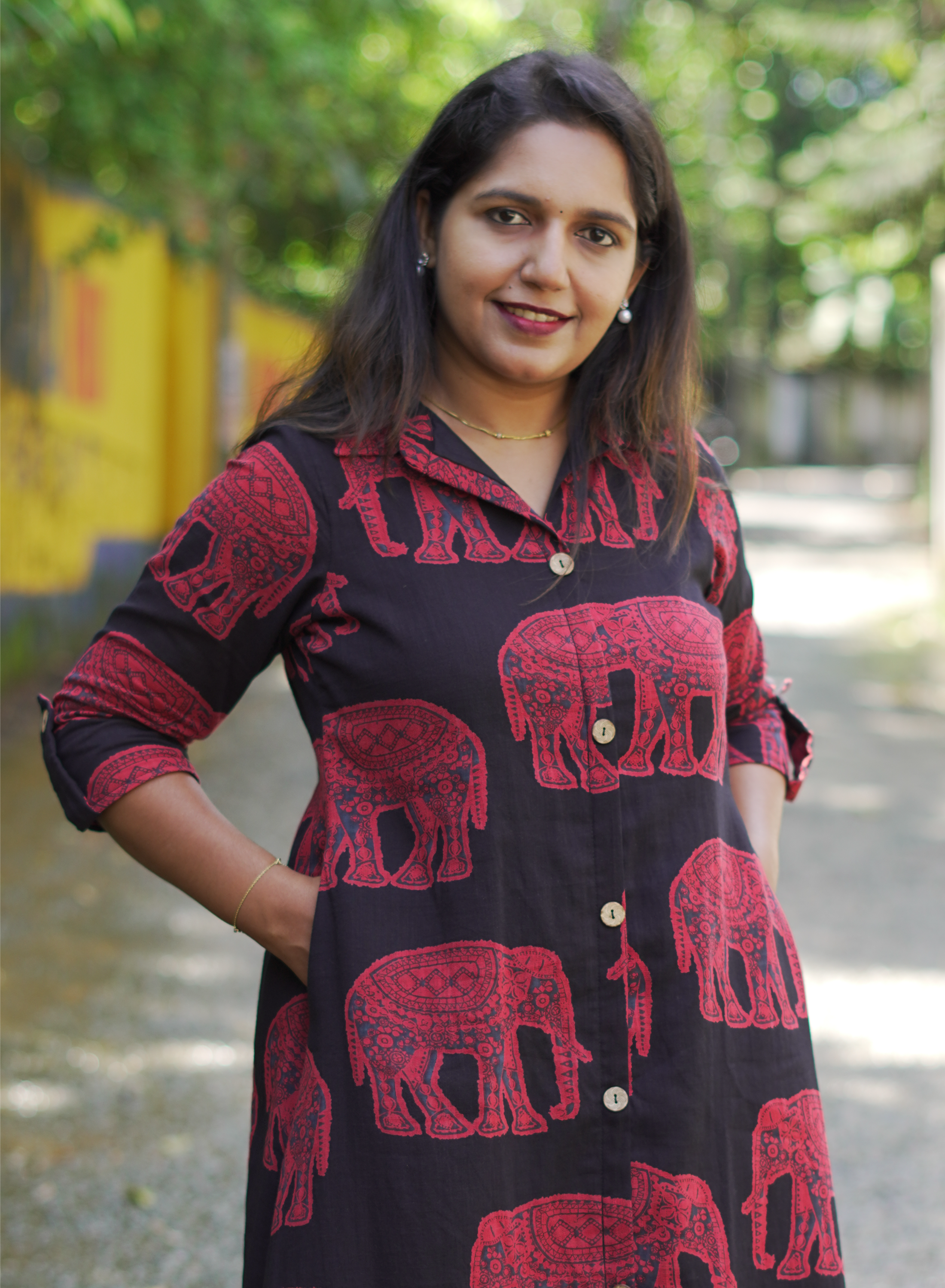 Elephant Printed Shirt Dress