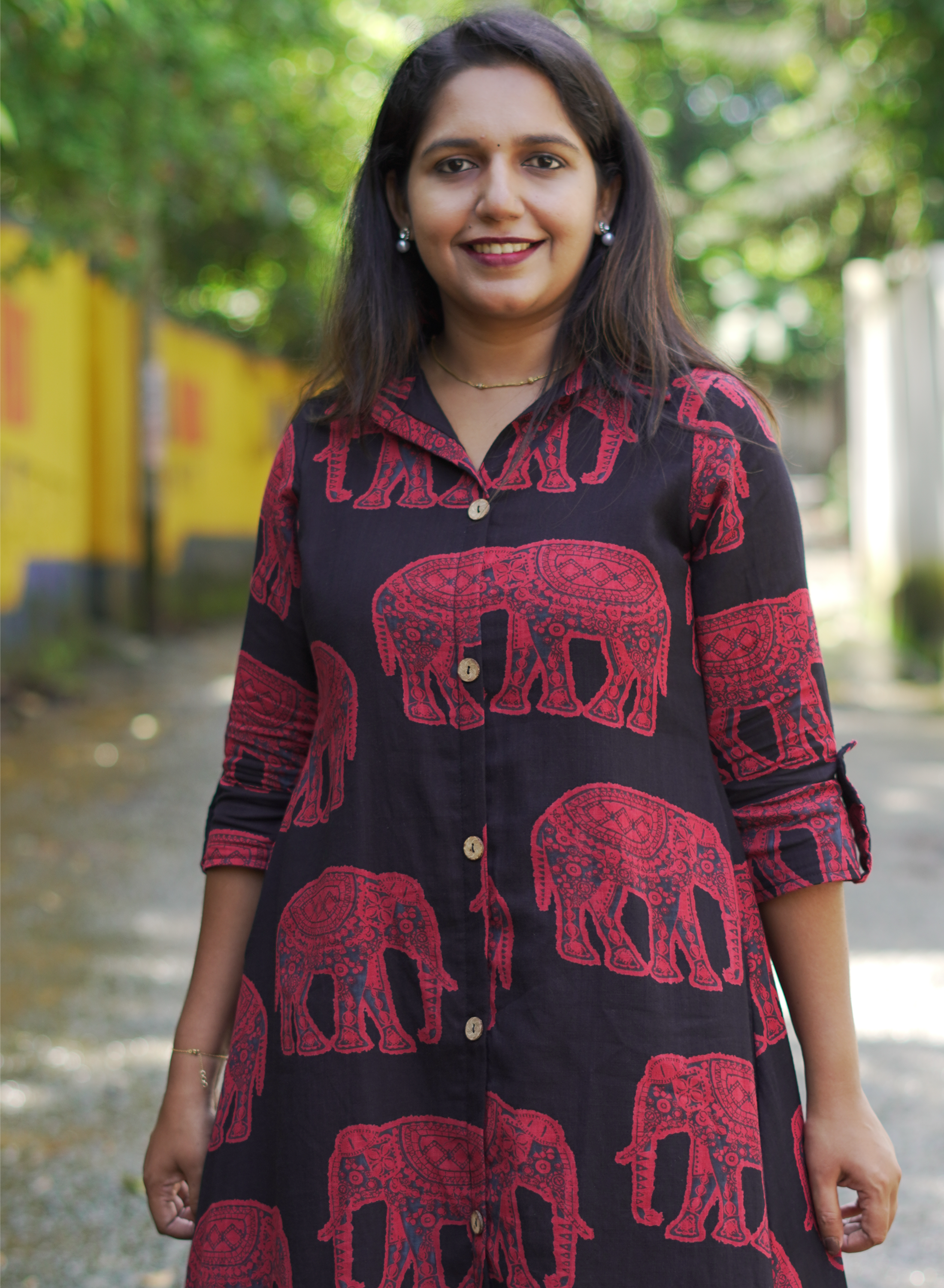 Elephant Printed Shirt Dress
