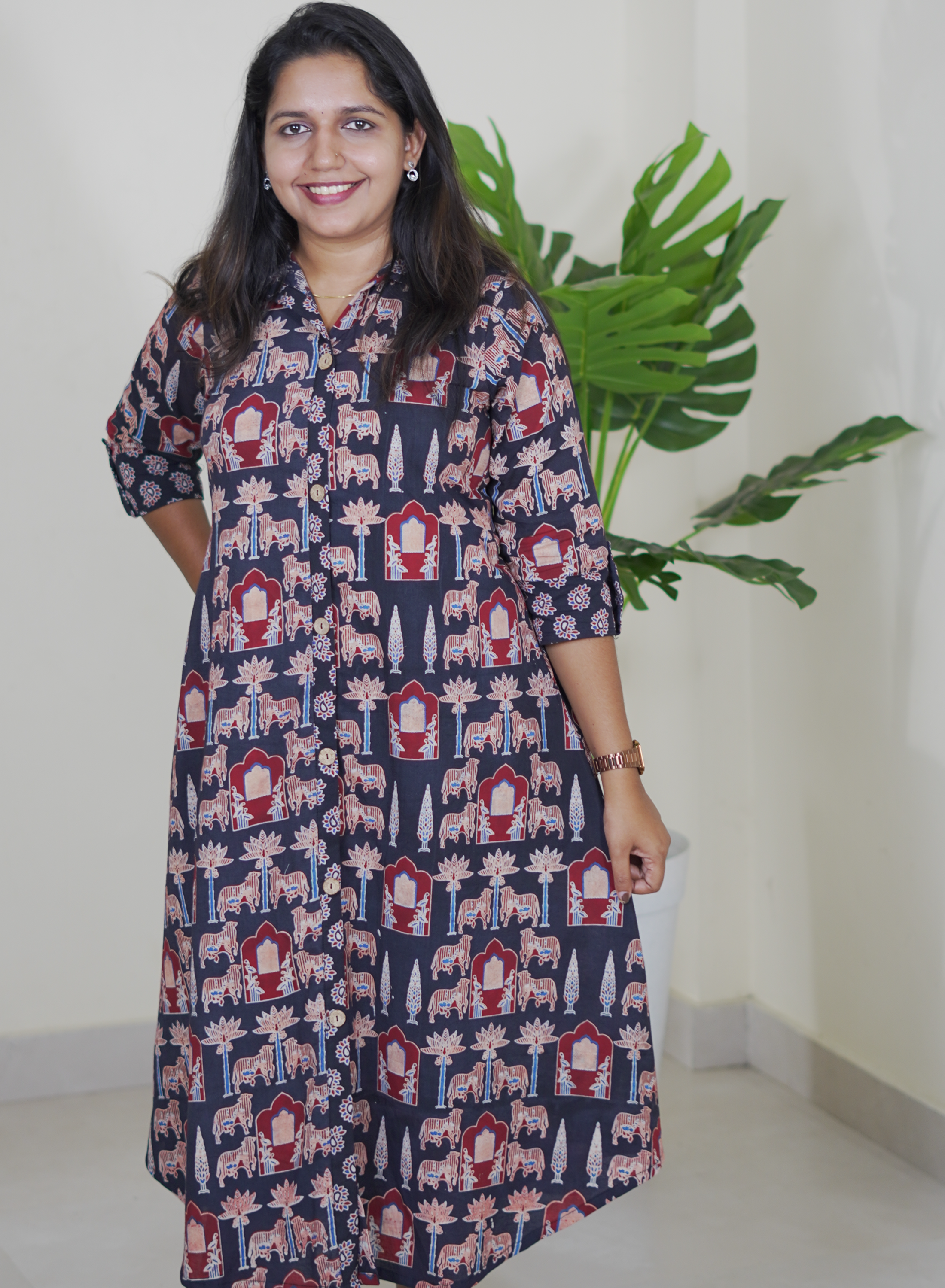 Ajrak Black Shirt Dress