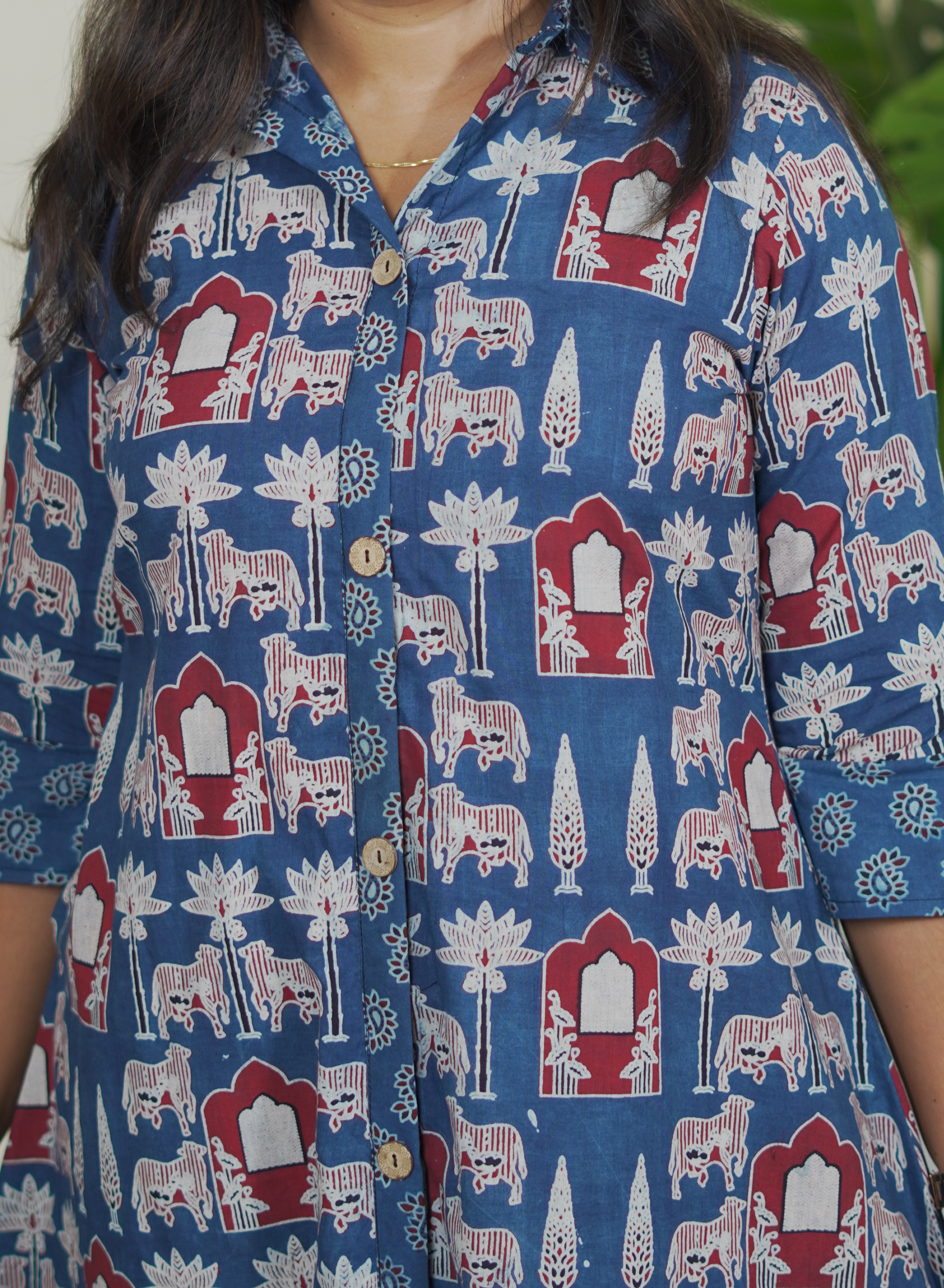 Ajrak Blue Shirt Dress