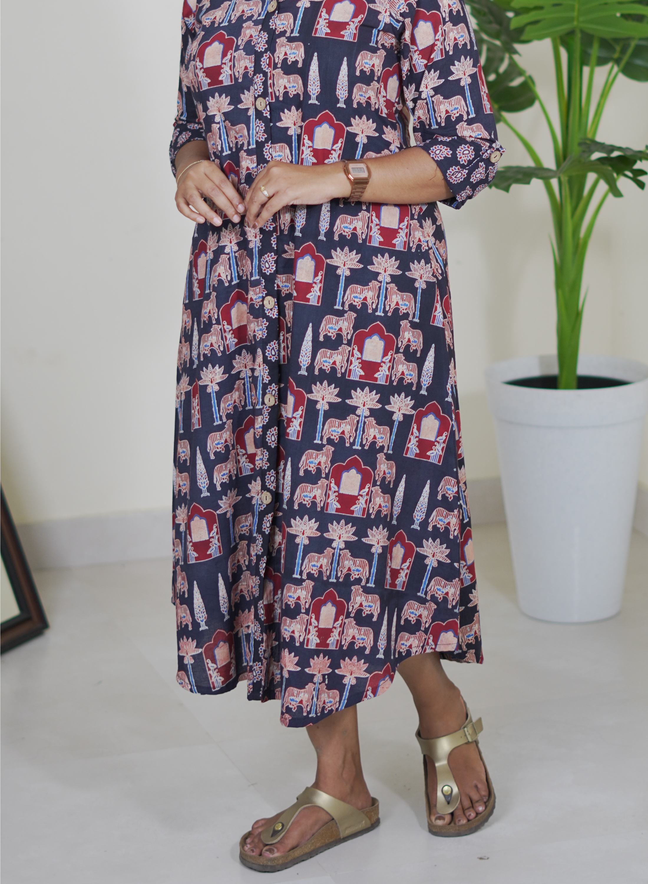 Ajrak Black Shirt Dress