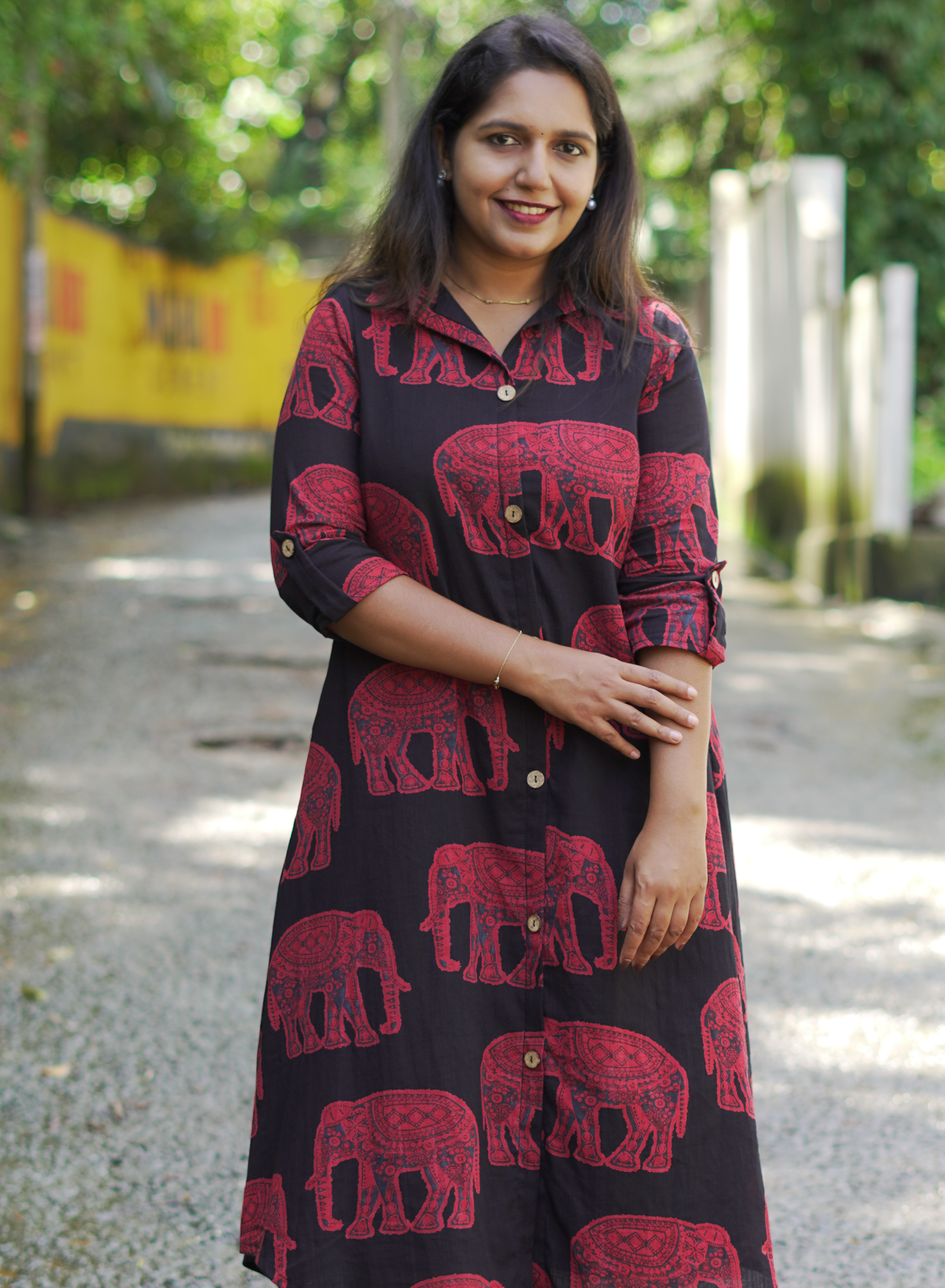Elephant Printed Shirt Dress
